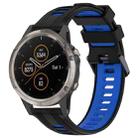 For Garmin Fenix 5 Plus Sports Two-Color Silicone Watch Band(Black+Blue) - 1