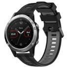 For Garmin Fenix 5 Sports Two-Color Silicone Watch Band(Black+Grey) - 1