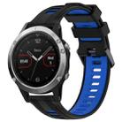 For Garmin Fenix 5 Sports Two-Color Silicone Watch Band(Black+Blue) - 1