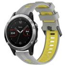 For Garmin Fenix 5 Sports Two-Color Silicone Watch Band(Grey+Yellow) - 1