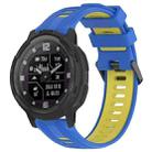 For Garmin Instinct Crossover Sports Two-Color Silicone Watch Band(Blue+Yellow) - 1