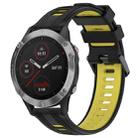 For Garmin Fenix 6 Solar Sports Two-Color Silicone Watch Band(Black+Yellow) - 1