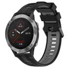 For Garmin Fenix 6 Solar Sports Two-Color Silicone Watch Band(Black+Grey) - 1