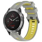 For Garmin Fenix 6 Solar Sports Two-Color Silicone Watch Band(Grey+Yellow) - 1