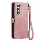 For Samsung Galaxy S23 5G Geometric Zipper Wallet Side Buckle Leather Phone Case(Pink) - 3
