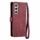 For Samsung Galaxy S23 5G Geometric Zipper Wallet Side Buckle Leather Phone Case(Red) - 3