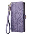 For Samsung Galaxy S23 5G Geometric Zipper Wallet Side Buckle Leather Phone Case(Purple) - 2
