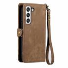 For Samsung Galaxy S21 5G Geometric Zipper Wallet Side Buckle Leather Phone Case(Brown) - 3