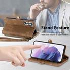 For Samsung Galaxy S21 5G Geometric Zipper Wallet Side Buckle Leather Phone Case(Brown) - 6