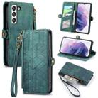 For Samsung Galaxy S20 Geometric Zipper Wallet Side Buckle Leather Phone Case(Green) - 1