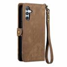 For Samsung Galaxy A41 Geometric Zipper Wallet Side Buckle Leather Phone Case(Brown) - 3