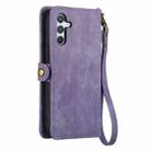 For Samsung Galaxy A21s Geometric Zipper Wallet Side Buckle Leather Phone Case(Purple) - 3