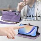 For Samsung Galaxy A21s Geometric Zipper Wallet Side Buckle Leather Phone Case(Purple) - 6