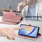 For Samsung Galaxy A24 4G Geometric Zipper Wallet Side Buckle Leather Phone Case(Pink) - 6