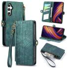 For Samsung Galaxy A25 5G Geometric Zipper Wallet Side Buckle Leather Phone Case(Green) - 1