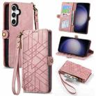 For Samsung Galaxy S23 FE 5G Geometric Zipper Wallet Side Buckle Leather Phone Case(Pink) - 1