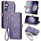 For Samsung Galaxy S23 FE 5G Geometric Zipper Wallet Side Buckle Leather Phone Case(Purple) - 1