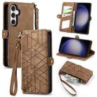 For Samsung Galaxy S23 FE 5G Geometric Zipper Wallet Side Buckle Leather Phone Case(Brown) - 1