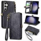 For Samsung Galaxy S23 FE 5G Geometric Zipper Wallet Side Buckle Leather Phone Case(Black) - 1