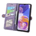 For Samsung Galaxy A23 5G Geometric Zipper Wallet Side Buckle Leather Phone Case(Purple) - 3