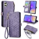 For Samsung Galaxy A05 Geometric Zipper Wallet Side Buckle Leather Phone Case(Purple) - 1