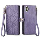 For Samsung Galaxy A05 Geometric Zipper Wallet Side Buckle Leather Phone Case(Purple) - 2