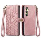 For Samsung Galaxy S24 5G Geometric Zipper Wallet Side Buckle Leather Phone Case(Pink) - 2