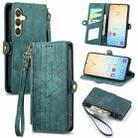For Samsung Galaxy S24 5G Geometric Zipper Wallet Side Buckle Leather Phone Case(Green) - 1