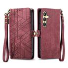 For Samsung Galaxy S24 5G Geometric Zipper Wallet Side Buckle Leather Phone Case(Red) - 2