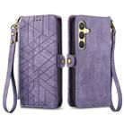 For Samsung Galaxy S24 5G Geometric Zipper Wallet Side Buckle Leather Phone Case(Purple) - 2