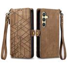 For Samsung Galaxy S24 5G Geometric Zipper Wallet Side Buckle Leather Phone Case(Brown) - 2