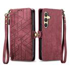 For Samsung Galaxy S24+ 5G Geometric Zipper Wallet Side Buckle Leather Phone Case(Red) - 2