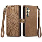 For Samsung Galaxy S24+ 5G Geometric Zipper Wallet Side Buckle Leather Phone Case(Brown) - 2