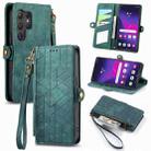 For Samsung Galaxy S24 Ultra 5G Geometric Zipper Wallet Side Buckle Leather Phone Case(Green) - 1