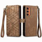 For Samsung Galaxy C55 Geometric Zipper Wallet Side Buckle Leather Phone Case(Brown) - 1