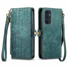 For Samsung Galaxy M55 Geometric Zipper Wallet Side Buckle Leather Phone Case(Green) - 1