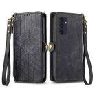 For Samsung Galaxy M55 Geometric Zipper Wallet Side Buckle Leather Phone Case(Black) - 1