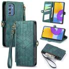 For Samsung Galaxy M52 5G Geometric Zipper Wallet Side Buckle Leather Phone Case(Green) - 1