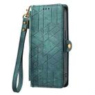 For Samsung Galaxy M52 5G Geometric Zipper Wallet Side Buckle Leather Phone Case(Green) - 2