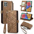For Samsung Galaxy M33 Geometric Zipper Wallet Side Buckle Leather Phone Case(Brown) - 1