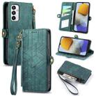 For Samsung Galaxy M23 Geometric Zipper Wallet Side Buckle Leather Phone Case(Green) - 1
