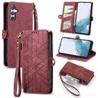 For Samsung Galaxy A36 5G Geometric Zipper Wallet Side Buckle Leather Phone Case(Red) - 1