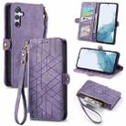 For Samsung Galaxy A36 5G Geometric Zipper Wallet Side Buckle Leather Phone Case(Purple) - 1