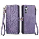 For Samsung Galaxy A36 5G Geometric Zipper Wallet Side Buckle Leather Phone Case(Purple) - 2