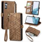For Samsung Galaxy A36 5G Geometric Zipper Wallet Side Buckle Leather Phone Case(Brown) - 1