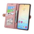 For Samsung Galaxy S25 5G Geometric Zipper Wallet Side Buckle Leather Phone Case(Pink) - 3