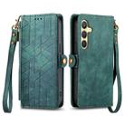 For Samsung Galaxy S25 5G Geometric Zipper Wallet Side Buckle Leather Phone Case(Green) - 2