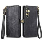 For Samsung Galaxy S25 5G Geometric Zipper Wallet Side Buckle Leather Phone Case(Black) - 2