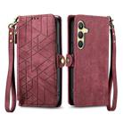 For Samsung Galaxy S25+ 5G Geometric Zipper Wallet Side Buckle Leather Phone Case(Red) - 2