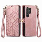 For Samsung Galaxy S25 Ultra 5G Geometric Zipper Wallet Side Buckle Leather Phone Case(Pink) - 2